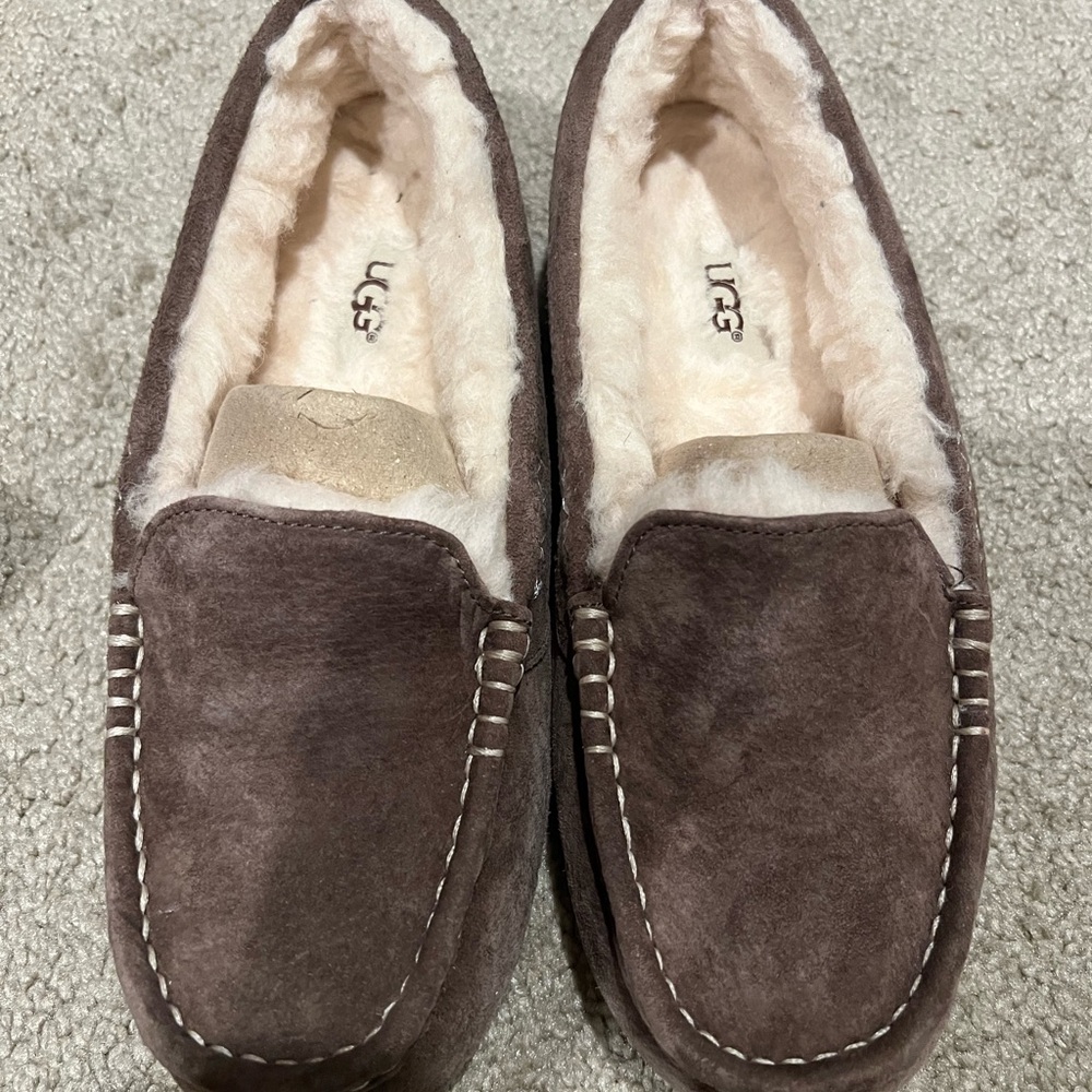 UGG  Ansley Brown Suede Slip-On Loafers with Plush Lining